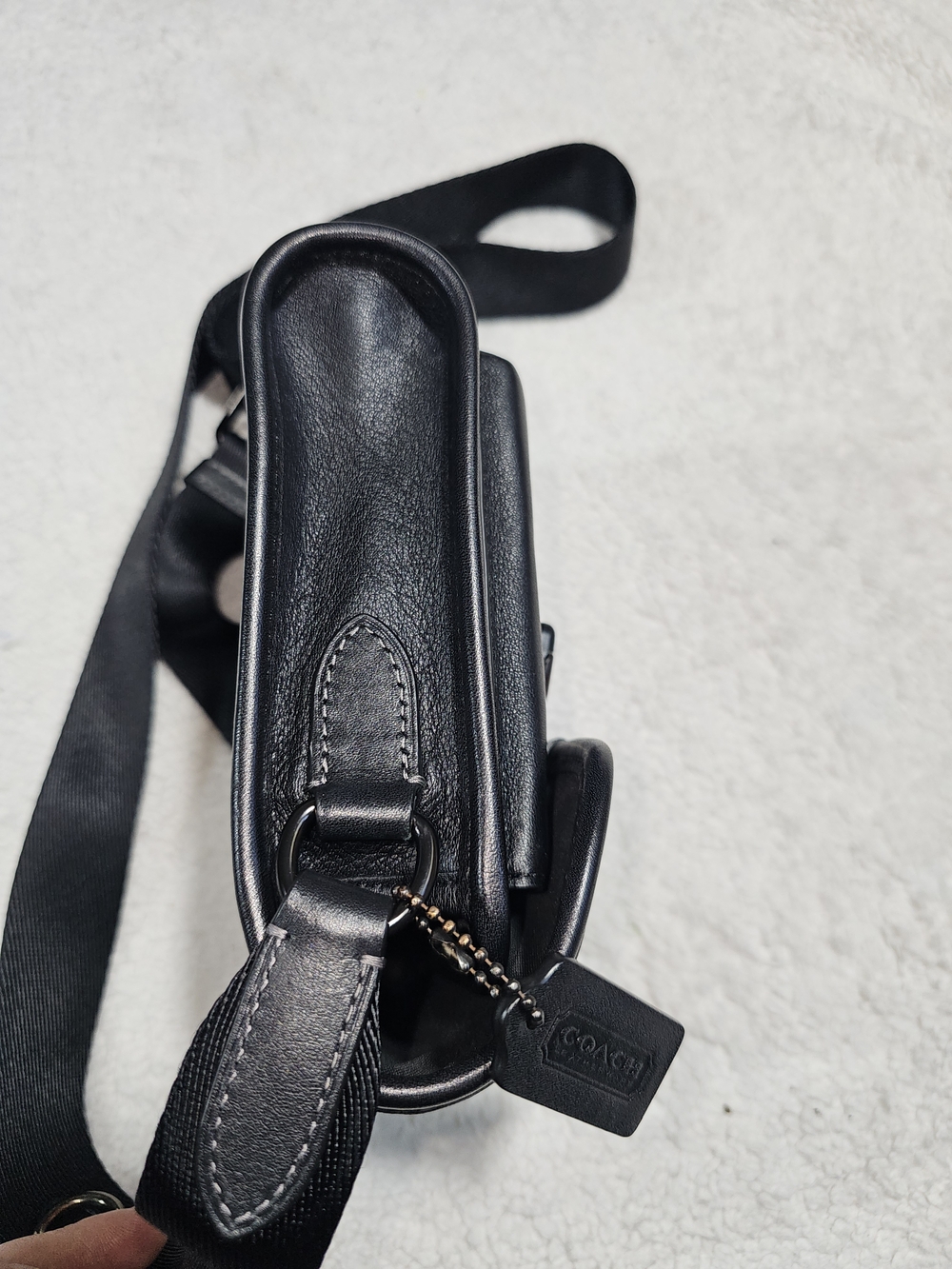 Coach Black Leather Messenger Crossbody with Detachable Coin Pouch - Picture 5 of 12